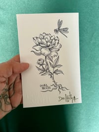 Postal Flor y libélula 