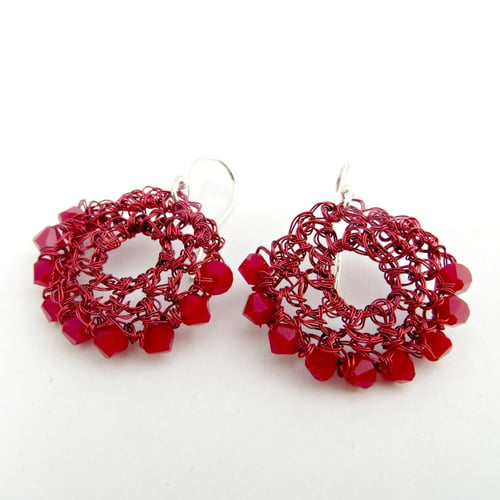 Image of CRESCENT  EARRINGS - Matt Red Coral