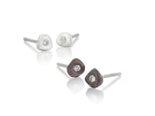 Image of pebble stud earrings with diamonds