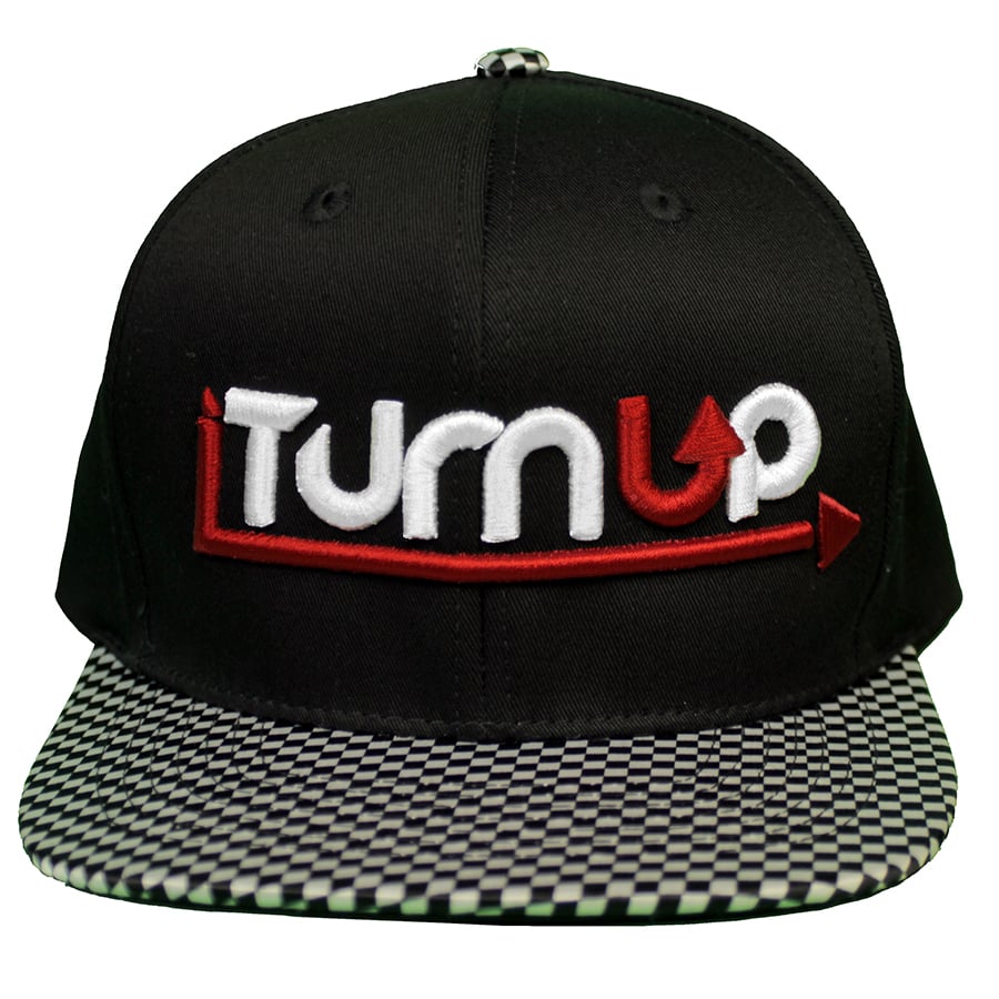 Image of Turn Up! Checkers Not Chess - White On Black (Red)