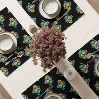 Placemat Set (floral on black)