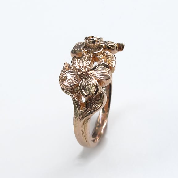 Dogwood Flowers 18k Rose Gold Ring / Mimi Favre Studio