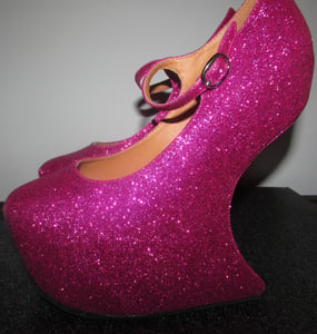 Image of Pink Heel-less Glitter Wedges (Clearance)