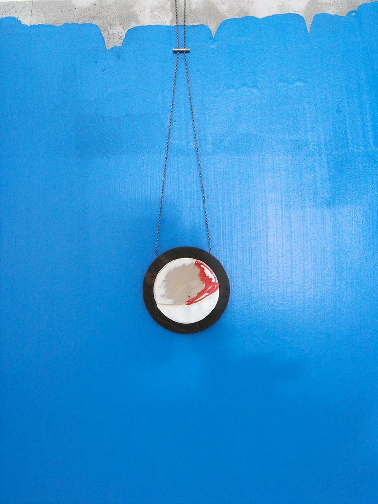 Image of Japanese lacquer naturalistic Redish necklace