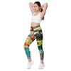 Ladies Funk Art Collage Crossover Leggings with pockets