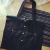 Black Embossed Repruposed Leather Satchel Bag