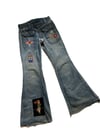late 1960s patchwork and hand embroidered bellbottom jeans