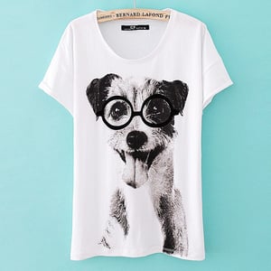 Image of Cute Dog Slim Cotton T-shirt - gray