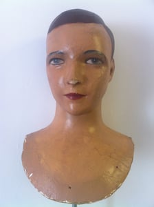 Image of antique french paper mache mannequin head