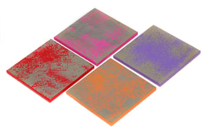 Image of Set of 4 coasters ~ Silver Leaf/Jewel