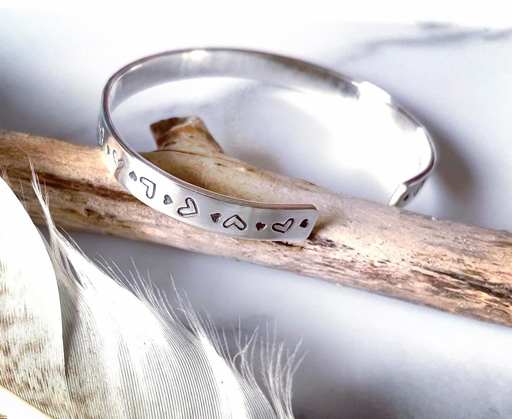 Handmade Daughter Mother Best Friend Silver Cuff Bracelet 925