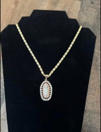Image 1 of 14k Tricolor Plated Necklaces & Guadalupe Pendent with Rhinestones