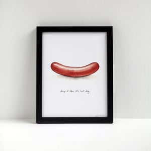 Drop it Like it&#x27;s Hot Dog - Cheeky Weiner Print by Alyson Thomas of Drywell Art. Available at shop.drywellart.com