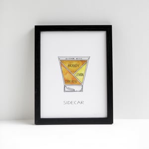 Sidecar cocktail diagram by Alyson Thomas of Drywell Art. Available at shop.drywellart.com