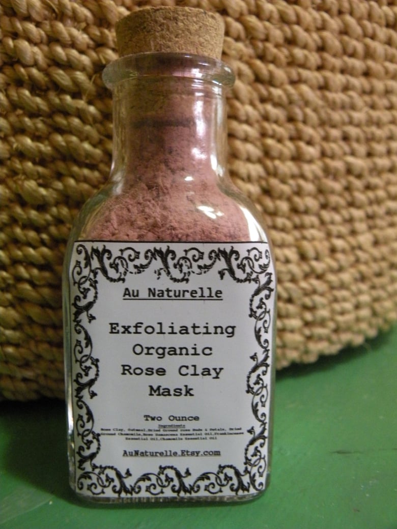 Image of Exfoliating Organic Rose Clay Mask - Two Ounce - Organic - All Natural - Exfoliating - Herbal