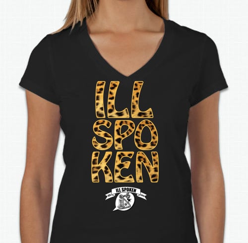 Image of Ladies Leopard Print V Neck Tee