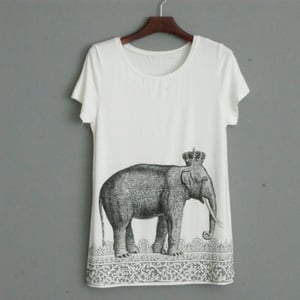 Image of  Sketch Elephant Printing Long T-shirt