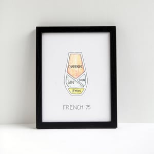 French 75 Cocktail Diagram Print by Alyson Thomas of Drywell Art. Available at shop.drywellart.com