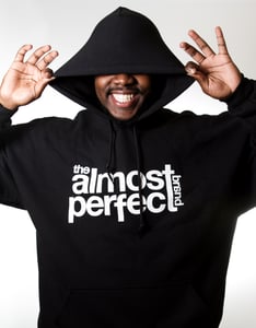 Image of UNISEX BLACK ALMOST PERFECT LOGO HOODIE