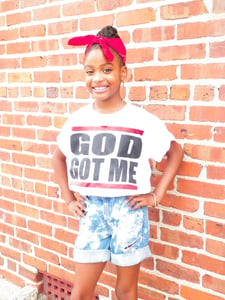 Image of "God Got Me" Children's White & Black Crew Neck T-shirt