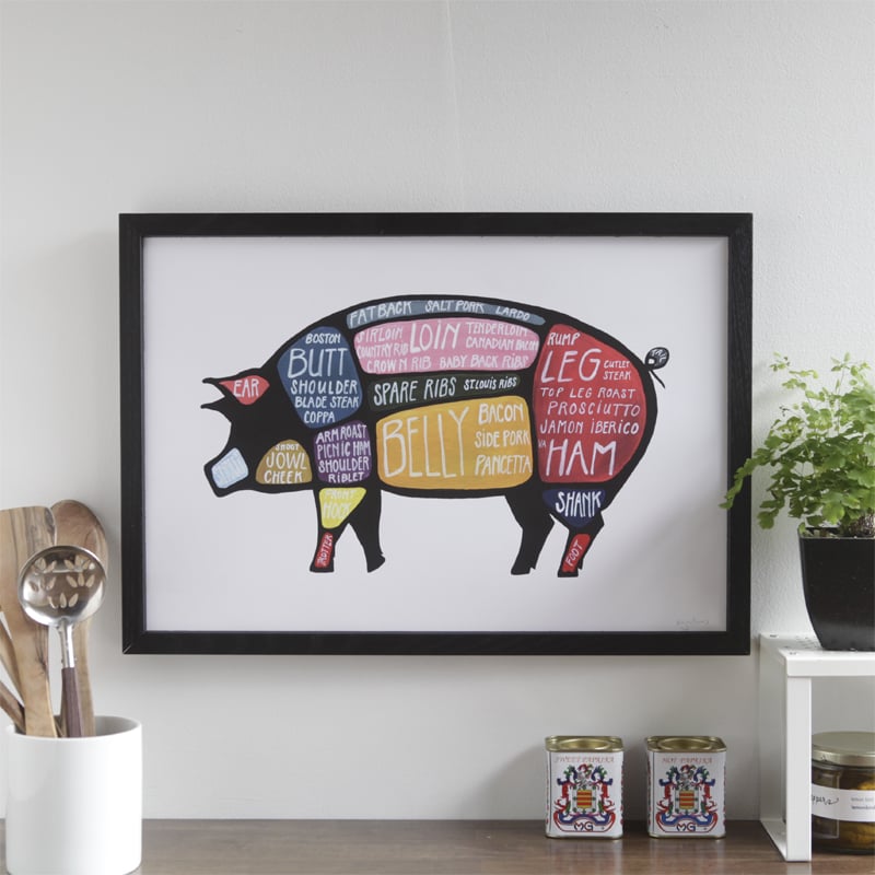 Image of Set of FOUR - Cow, Pig, Chicken and Lamb Butchery Diagram Prints