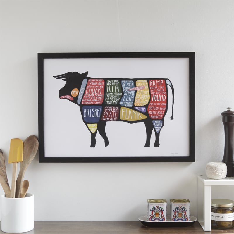 Image of Set of FOUR - Cow, Pig, Chicken and Lamb Butchery Diagram Prints