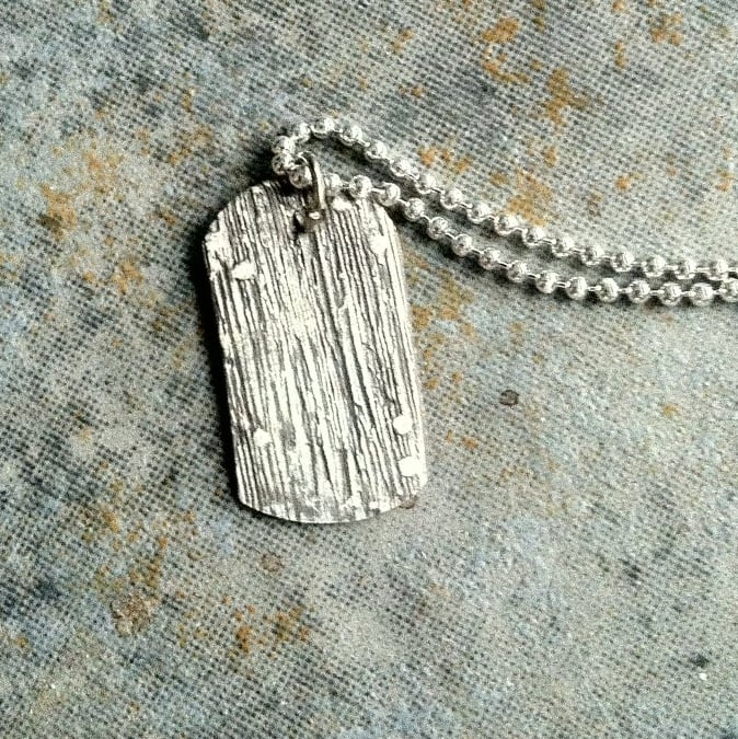 Image of woodgrain tag necklace