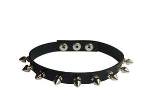Image of leather baby bullet spike choker