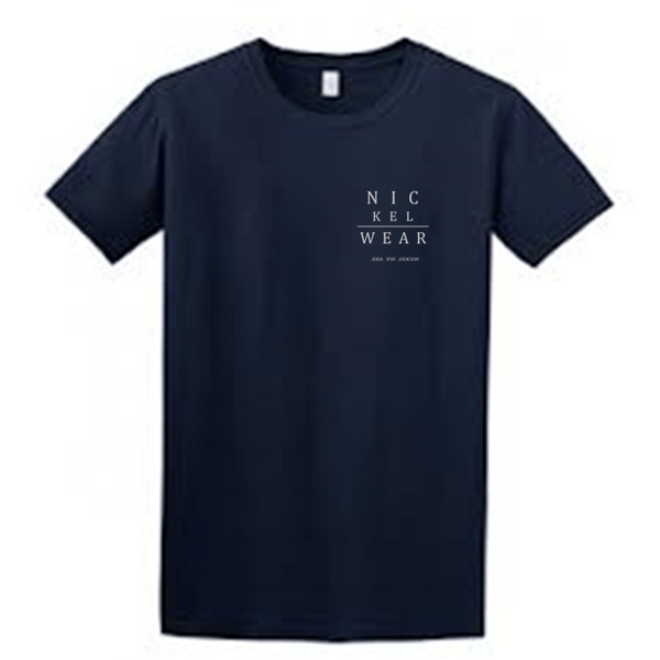 Image of 'nickel we are' navy/white t shirt