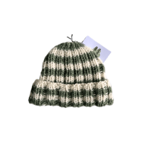 Ribbed knit beanie in khaki stripe