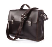 Image of Superior Genuine Cow Leather Briefcase / Messenger / Laptop / Men's Bag in Dark Coffee