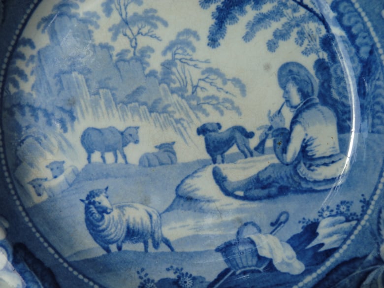 Image of An Early 19th Century English Blue and White Transferware Soup Bowl. 