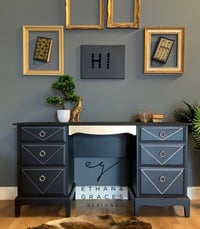 Image 1 of Black & mahogany desk ( any colour available)