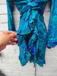Image 10 of Wrap Dress- Henna green blue m-l