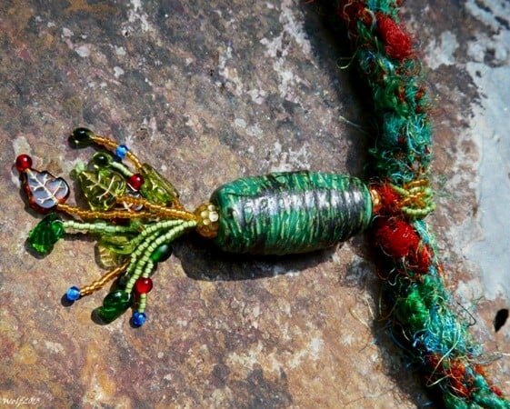 Image of  Gaia, handmade kumihimo necklace with raku pendant, beadwork