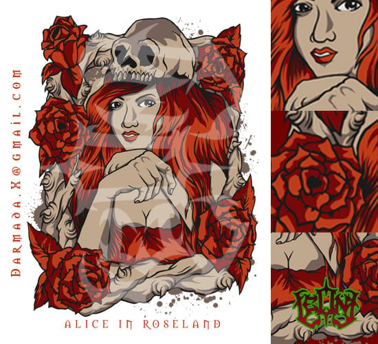 Image of alice in roseland vector artwork