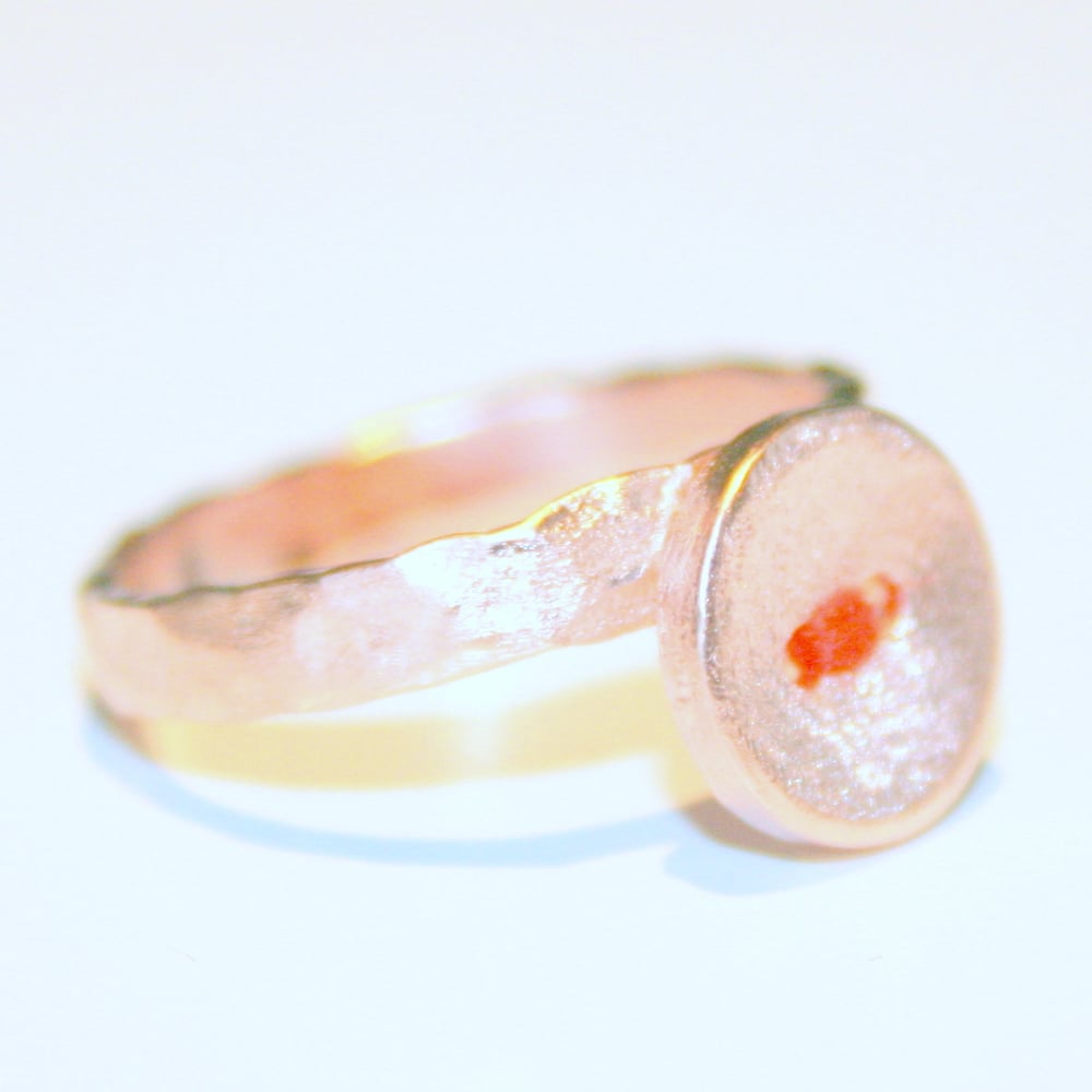 Image of Buttonring zilver-roos verguld, Antwerpen, juwelen, ringen, goudsmid