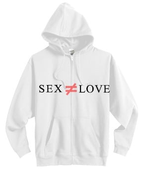 Image of White Sex Not Equal To Love Hoodie 