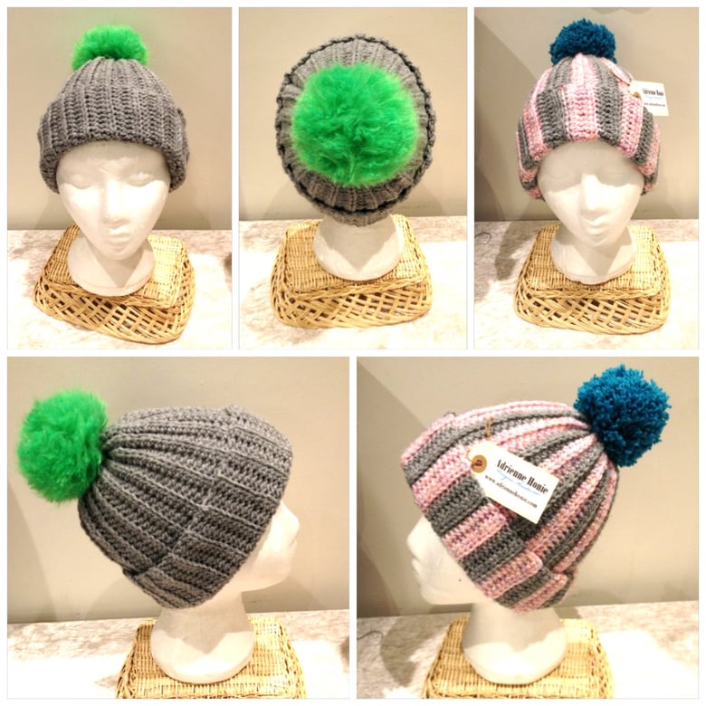 Image of Funky Crochet Pompom Beanie 