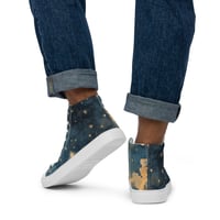 Image 3 of Celestial Night Sky Stars and Clouds Painting Men's High Top Canvas Shoes 