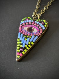 Image 2 of Mystic Eye Heart Necklace - Perriwinkle/Neon/Black 