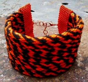 Image of SALE! Tiger Burning Bright, handmade kumihimo cuff