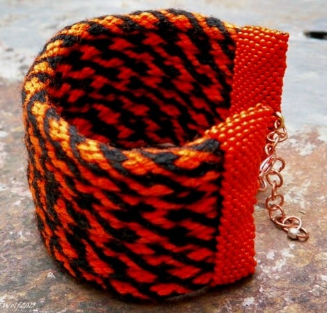 Image of SALE! Tiger Burning Bright, handmade kumihimo cuff