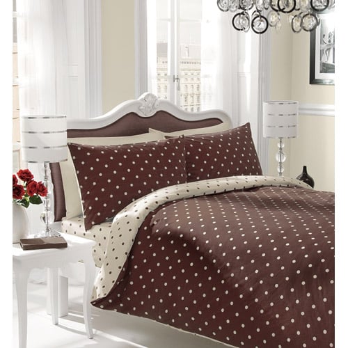 Image of Polka Dot Double Bed Duvet Set: Chocolate