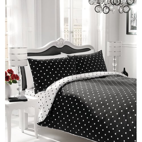 Image of Polka Dot Bedding Duvet Set: Black