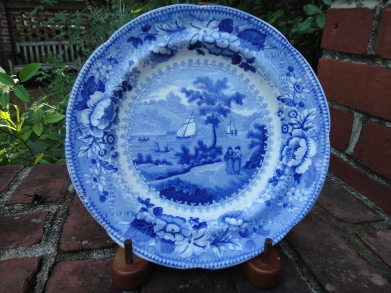 Image of Wonderful "Cook's Folly" Early 19th century Blue and White Transferware Plate