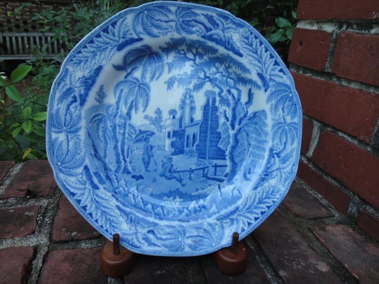 Image of A Stunning Early 19th Century Blue and White Transfer Plate