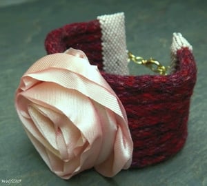 Image of SALE! Pink Roses, handmade kumihimo cuff