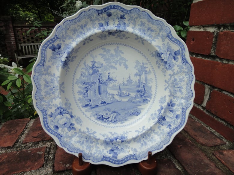 Image of An Enchanting Mid 19th Century Blue and White Transferware Plate