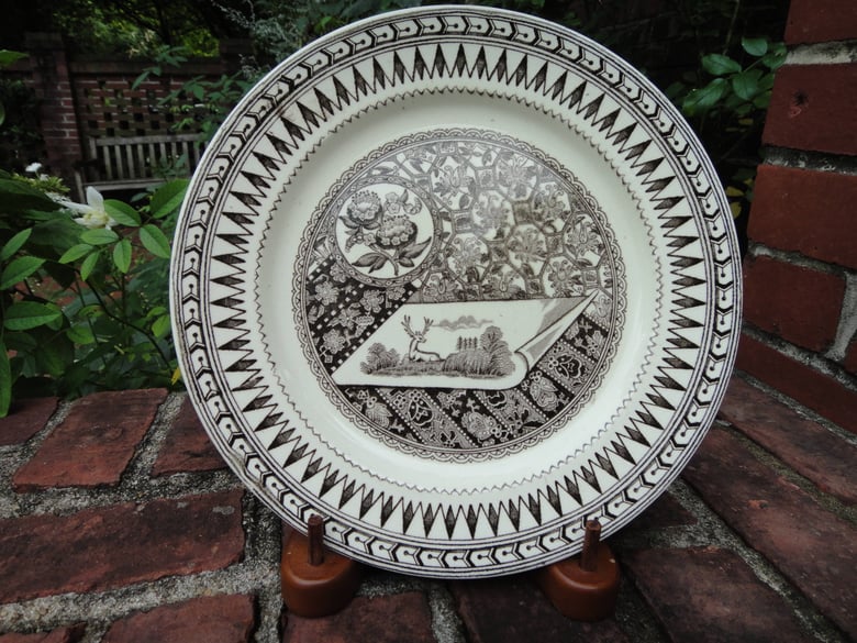 Image of A Striking Aesthetic Transferware Plate, Late 19th Century